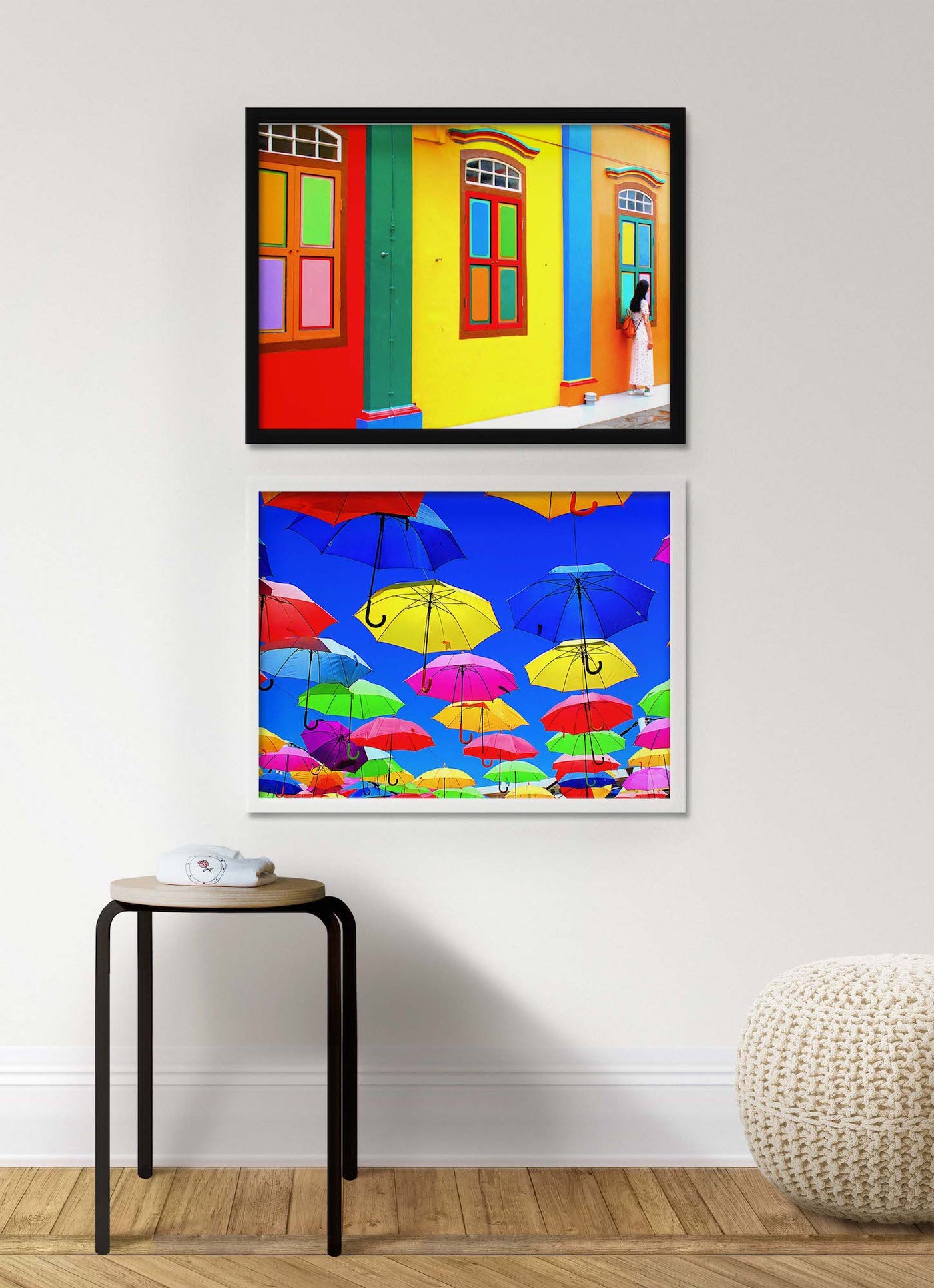 Colourful Umbrellas In The Sky (Framed Prints)