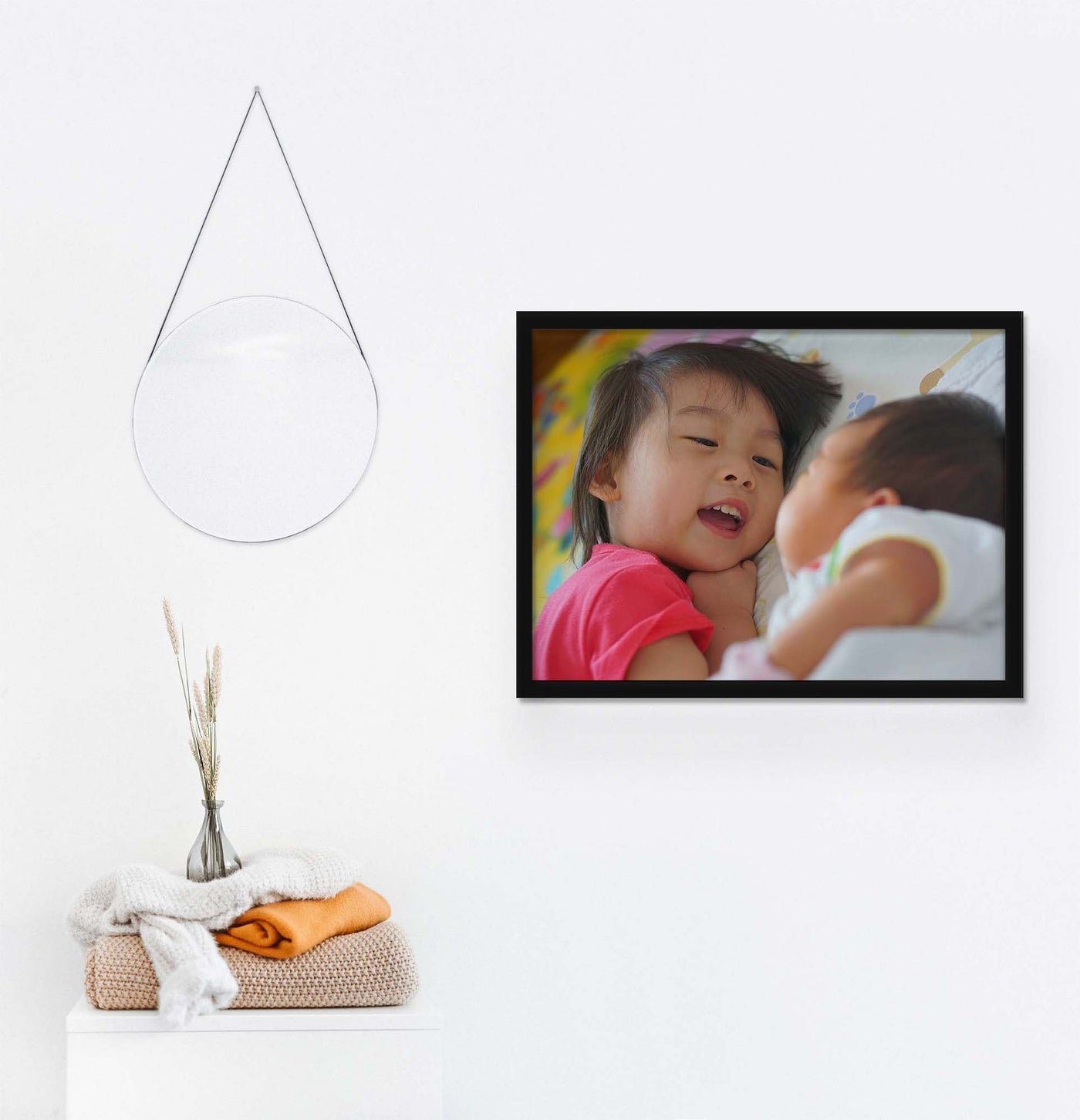 Playing With Newborn Sibling (Framed Prints)