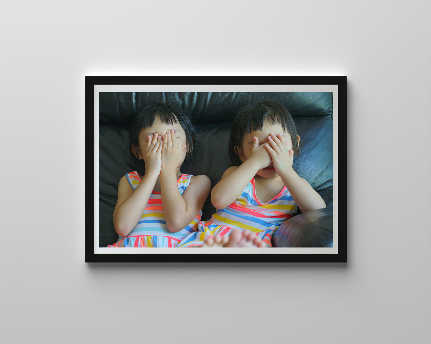 Sisters Covering Faces (Framed Prints)